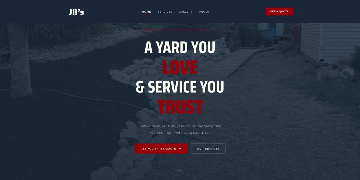 JB Landscaping MI website by zelōn studios