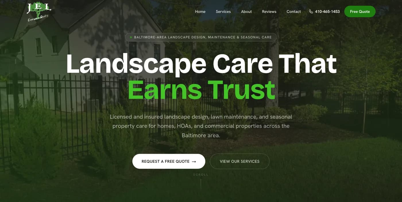 JEL Landscaping website by zelōn studios